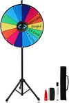 HC Display 24 Inch Prize Wheel with Folding Tripod Floor Stand Height Adjustable 14 Slots Color Dry Erase Spin Wheel with Dry Erase & Marker Pen for Trade Show Fortune Spinning Game