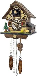 Cuckoo Clock for Wall Art: 12 Melodies, Volume Control, Music off option, Night Mode, Germany Style Black Forest Retro Traditional Wooden House Home Decor, Gifts for Family (8.1 X 22inch)