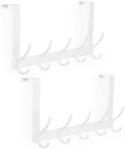 Optish Over The Door Hooks, Door Hanger Hooks for Hanging, Over The Doors Towel Racks for Bathroom with 10 Coat Hook, Coat Rack Bathroom Accessories（2 Pack, White）