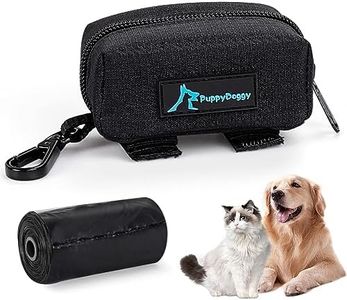 PuppyDoggy Dog Poop Bag Holder for Leash Black Waste Bag Dispenser with 1 Roll of Free Poop Bags for Leash Accessory Bicycle (Black, 1 Pack)