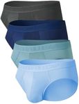 COLORFULLEAF Mens Underwear Briefs Soft Bamboo Underwear for Men Tagless Pouch Briefs with Fly 3 or 4 Pack, A-dark Grey/Navy Blue/Light Blue/Sky Blue, Large