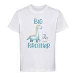 Big Brother Announcement Dinosaur T-Shirt for Boys – Sibling Announcement Shirt, Cotton Tee White