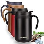 Coffee Cup, 17oz/500ml Insulated Travel Mug, Double Wall Vacuum Stainless Steel Coffee Mug with Lid and Handle, Portable Reusable Thermal Mug Water Bottle for Hot & Cold Water Coffee and Tea (Black)