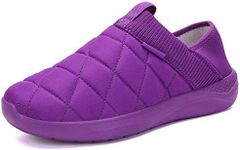 KUBUA Slippers for Men and Womens Indoor House Shoes Plush Slip on Outdoor Garden Loafers Purple 8 Women / 6.5 Men