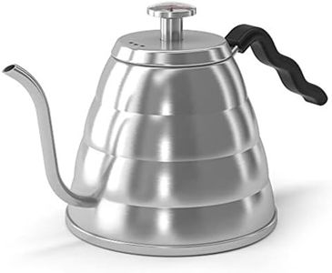 Coffee Gator Gooseneck Kettle with Thermometer, 40 oz Stainless Steel, Stove Top, Premium Pour Over Kettle for Tea and Coffee w/Precision Drip Spout, 5 Cup