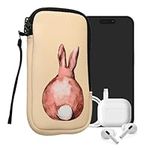 kwmobile Neoprene Sleeve for Smartphone Size XXL - 7" - Shock Absorbing Pouch Case - Protective Phone Bag - Rabbit Tail Brown/White/Beige