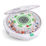 LiveFine 28-Day Automatic Pill Dispenser Frosted Lid with Upgraded LCD Display and Key Lock, Sound & Light for Prescriptions, Medication, Vitamins, Supplements & More