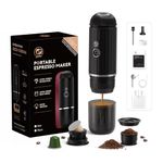 HAILASRE Electric Portable Espresso Machine,Travel Camping Coffee Maker, 12v Car Coffee Machine with Self-Heating, 19bar High Presseur Rich Crema, With Ground Coffee & NS Capsule