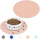 Ptlom Pet Food Mat for Dog and Cat Placemat 2 Pcs, Mat for Prevent Food and Water Overflow, Suitable for Medium and Small Pet, Silicone, 9.5"* 9.5"