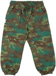 Jan & Jul Toddler Rain Gear, Waterproof Splash Pants for Girls Boys (Single-Layer: Woodland Camo, 2T)