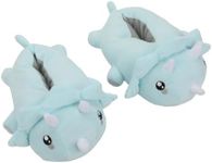 Bioworld Triceratops Youth Blue Plush Slippers-Medium