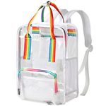 Clear backpack,VASCHY Heavy Duty Transparent See Through School Backpack for Women Men Clear BookBag School Bag