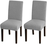Turquoize Stretch Dining Chair Covers for Dining Room Set of 2 Chair Covers Slipcovers Chair Slipcovers Protectors Covers Dining Chairs, Feature Spandex Textured Checked Jacquard Fabric, Dove