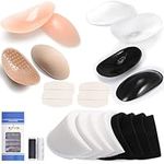 Shoulder Pads, Sponge Shoulder Pads for Women Men Clothing, Gel Shoulder Push-Up Pads, Silicone Covered Set-in Shoulders, Sewing Foam Pads with Velcro Self-threading Needle Thread (10Pairs)