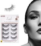 KISS Lash Couture Naked Drama Collection Multipack, Full & Fluffy Volume 3D Faux Mink False Eyelashes, Cushion Flexi Band & Split-Tip Technology, Reusable, Contact Lens Friendly, Style Ruffle, 4 Pairs