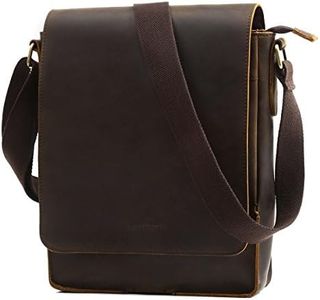 Leathario Sacoche Homme Cuir Véritable Sac Bandoulière Pochette Rétro Grand Sac Porté Epaule Sacs Business Sacs Messenger à Main Voyage