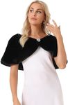 Allegra K Women's Elegant Faux Fur Shawl Bridal Wedding Party Wrap Stole Shrug Black Large