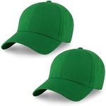 Multi Pack Classic Structured Baseball Cap, Adjustable Snapback - Ball Caps for Custom Embroidery - Running Workouts Outdoor (Kelly Green, 2)