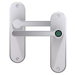 Blusafe Fingerprint Internal Door Lock, Biometric Smart Door Handle, 50 Fingerprints, 2 Backup Keys, HMO/Student Houses, Bedrooms, Home Office Locks (Long, Satin Chrome)