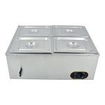 Commercial Bain Marie,1500W Stainless Steel Electric Food Warmer Temperature Control with Covers,Drain Tap,GN 1/2 Containers x4