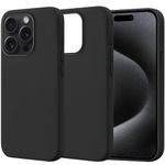 amazon basics Liquid Silicone Case for iPhone 15 Pro Max | Shockproof, Drop and Camera Protection, Soft Microfiber Lining Inside| Back Case Cover for iPhone 15 Pro Max- Black