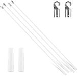 Bokon 4 Pcs Blinds Wand Replacement with Hook and Handle White Fiberglass Long Vertica Blind Wand for Windows Curtain Door Shades Opener Accessory (36 Inch)