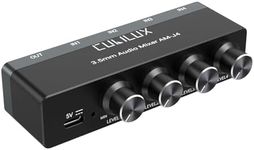 Cubilux 4-Channel 3.5mm Audio Mixer, Ultra-Low-Noise Mini Audio Mixer for Sub-Mixing, 1/8 TS/TRS Input, Stereo Switcher Suitable for Guitars, Bass, Keyboards