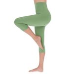 FUTURO FASHION 3/4 Leggings for Women High Waisted Buttery Soft Capri Leggings Non See Through Stretchy Casual Everyday Yoga Running S-XXL Green XXL