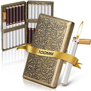 X-LIGHTER Vintage Cigarette Case with Lighter for 100's ，Smell Proof, Retro Metal Cigarette Cases Holder 100s King Size, Funny Smoking Set for Women Men, Christmas Gift