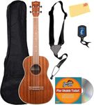 Kala KA-BG Mahogany Baritone Gloss Ukulele with Gig Bag, Tuner, Instructional DVD, and Polishing Cloth - Natural