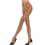 MANZI Women's Sheer Patterned Tights All-Over Polka-Dot Leopard Hearts Stockings 20 Denier Pantyhose Nylons, Nude-leopard, One Size