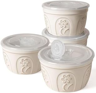 Artena Ramekins with Lids, Creme Brulee Ramekins Oven Safe, Pudding Cups, Souffle Cups, Custard Cups, Ceramic Ramiken, Dipping Sauce Cups, Food Storage Containers with Lids, Set of 4 (Pinwheel Flower, 8 oz)