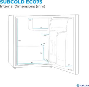 Subcold Eco75 Mini Fridge – Black, Compact Refrigerator