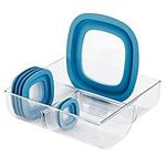 mDesign Plastic Food Storage Container Lid Holder, 3-Compartment Plastic Organizer Bin for Organization in Kitchen Cabinets, Cupboards, Pantry Shelves - Clear