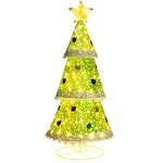 COSTWAY 4.6FT Pop up Christmas Tree, Collapsible Xmas Trees with 110 LED Lights and Top Star, Pre-Lit Holiday Festival Decoration for Indoor Outdoor