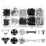 200 Pcs Sewing Snap Fasteners 3 Styles Sewing Hooks and Eyes Closure Set Skirt Hooks Kit Press Studs Set Metal Sew on Snaps Buttons for Trousers Dress Bra Clothing DIY Crafting