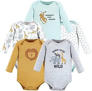 Hudson Baby Unisex Baby Cotton Long-Sleeve Bodysuits, Little Monkey, 6-9 Months