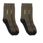 KOSHA Men's Merino Wool Regular Length Advanced Sock (Olive-Black)(Pack of 2)