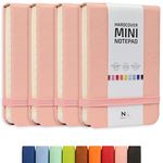 NeatVilla Tiny Notebook 3x4 Small Notepad Pocket Size, A7 Leather Hardcover Mini Notebook, Tear Off Sheet Tiny Notepad with Elastic Band, 4 Pack Mini Pocket Notebook for Nurse Reporter (Pink)