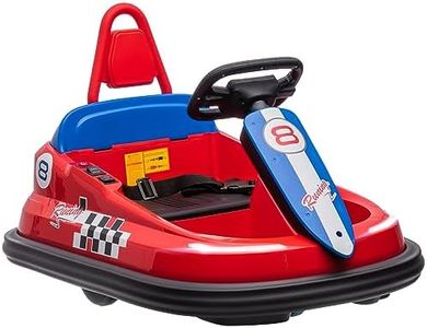 Aosom Kids Bumper Car, 6V 360° Rotation Electric Ride on Car, Twin Motors Battery Powered Toy with Music, Horn and Lights, Safety Belt, for Boys and Girls Aged 18-48 Months - Red