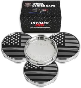 InTimesAuto 56MM 2.2 Inch Wheel Center Caps Rim Wheel Center Hub Caps, Pack of 4 Chrome with American Flag
