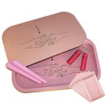 Large Pink Metal Rolling Tray with Magnetic Lid and Smoking Accessories - Keep Your Smoking Kit Safe and Hidden - Smell Proof Rolling Tray (Large Rolling Tray with Lid & Accessories)