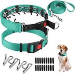 Dog Prong Training Collar, Dog Choke Pinch Collar w/ Nylon Cover Comfort Tips & Quick Release Snap Buckle, Dog Classic Collar & Dog Leash Small Medium Large Dogs, Teal, Medium, 3mm, 14-18'' Neck