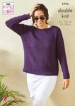 King Cole Ladies DK Knitting Pattern Chevron Pattern Sweater & Top (5990)