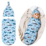 Jarverce Swaddling Blanket for Baby, Soft Sleeping Bag, Sack for Newborn Boys Girls, Unisex Baby Stuff, Shark