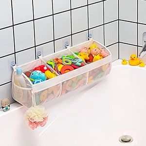 Austion Original 3 Compartment Horizontal Large Openings Bath Toy Organizer for Tub, Capacity Upgrade Bath Toy Storage and Holder, Bathtub Toy Holder for Easy Access and Sorting of Toys.