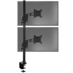 Duronic DM35V2X2 Extended Double Twin LCD LED Vertical Desk Mount Arm Monitor Stand Bracket with Tilt and Swivel (Tilt ±15°|Swivel 180°|Rotate 360°) + 10 Year Warranty