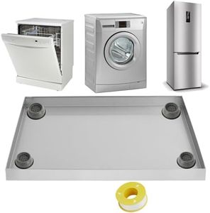 GarveeTech Washing Machine Pan 36" x 36" x 2" Heavy Duty 304 Stainless Steel Washing Machine Tray with 4 Pcs Anti-Vibration Washing Machine Feet, Washer Pan, No Hole