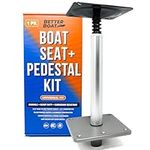 Boat Pedestal Seat Package 3 Piece Kit Boat Seat and Pedestal Combo with Boat Seat Mount for Deck Boat Seat Swivel Base Plate 13.8" for Fishing Boat Seat or Casting Seat Pedestal and Jon & Bass Boat