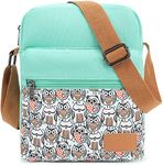 Leaper Canvas Organizer Messenger Bag Cute Owl Crossbody Purse Water Blue